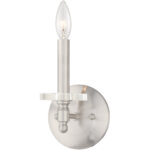 5 inch 1 Light Brushed Nickel Wall Sconce with Clear Crystal Bobeche Shade-Lighting LumensWall Sconces