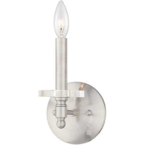 5 inch 1 Light Brushed Nickel Wall Sconce with Clear Crystal Bobeche Shade-Lighting LumensWall Sconces