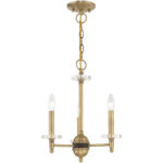 3 Light Antique Brass Mini Chandelier with Clear Crystal Bobeches Shade-Lighting LumensChandeliers