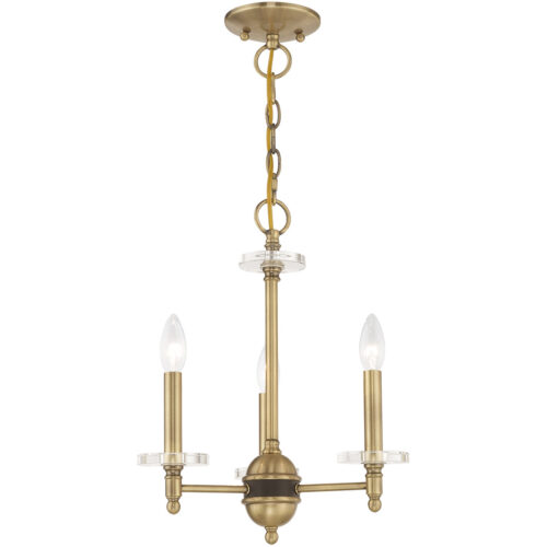 3 Light Antique Brass Mini Chandelier with Clear Crystal Bobeches Shade-Lighting LumensChandeliers