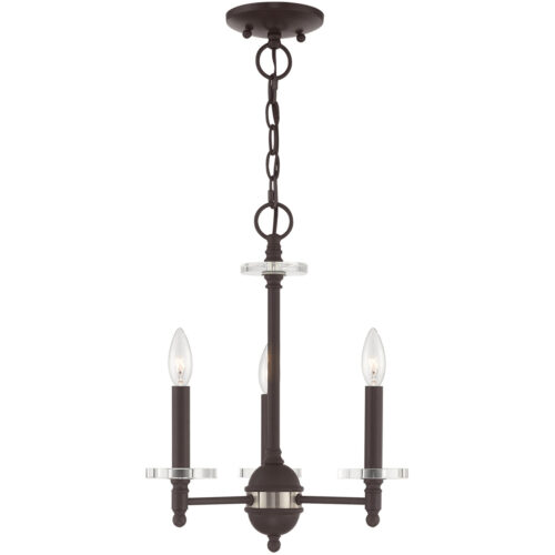 3 Light Bronze Mini Chandelier with Clear Crystal Bobeches Shade-Lighting LumensChandeliers