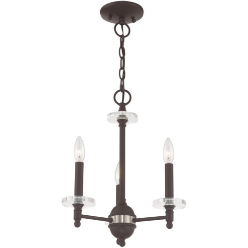 3 Light Bronze Mini Chandelier with Clear Crystal Bobeches Shade-Lighting LumensChandeliers