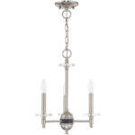 3 Light Brushed Nickel Mini Chandelier with Clear Crystal Bobeches Shade-Lighting LumensChandeliers