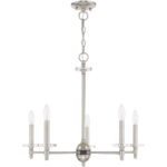 5 Light Brushed Nickel Chandelier with Clear Crystal Bobeches Shade-Lighting LumensChandeliers