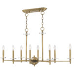 14 inch 8 Light Antique Brass Linear Chandelier with Clear Crystal Bobeches Shade-Lighting LumensChandeliers