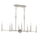 14 inch 8 Light Brushed Nickel Linear Chandelier with Clear Crystal Bobeches Shade-Lighting LumensChandeliers