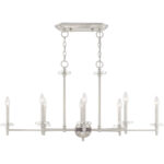 14 inch 8 Light Brushed Nickel Linear Chandelier with Clear Crystal Bobeches Shade-Lighting LumensChandeliers