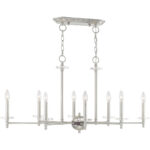 14 inch 8 Light Brushed Nickel Linear Chandelier with Clear Crystal Bobeches Shade-Lighting LumensChandeliers