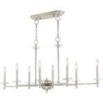 14 inch 8 Light Brushed Nickel Linear Chandelier with Clear Crystal Bobeches Shade-Lighting LumensChandeliers