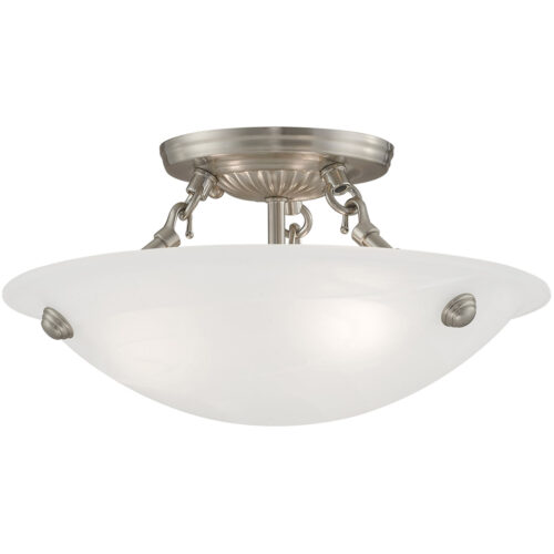 3 Light Brushed Nickel Ceiling Light fixture with Steel base material-Lighting LumensFlush Mount Ceiling Lights