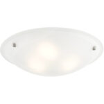 3 Light Brushed Nickel Ceiling Light fixture with White Alabaster Glass Shade-Lighting LumensFlush Mount Ceiling Lights