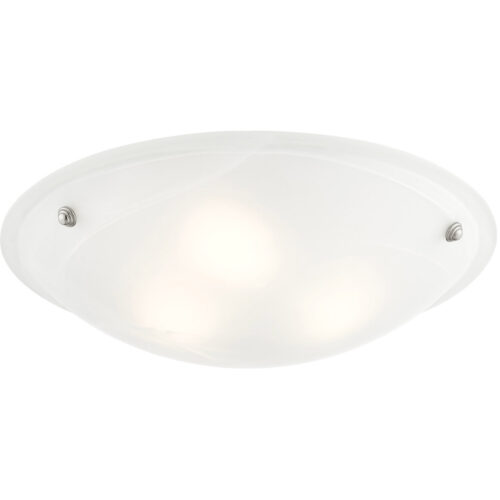 3 Light Brushed Nickel Ceiling Light fixture with White Alabaster Glass Shade-Lighting LumensFlush Mount Ceiling Lights