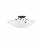 4 Light Bronze Ceiling Light fixture with White Alabaster Glass Shade-Lighting LumensFlush Mount Ceiling Lights