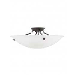 4 Light Bronze Ceiling Light fixture with White Alabaster Glass Shade-Lighting LumensFlush Mount Ceiling Lights