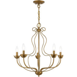 42905-48 5 Light Antique Gold Leaf Chandelier-Lighting LumensChandeliers