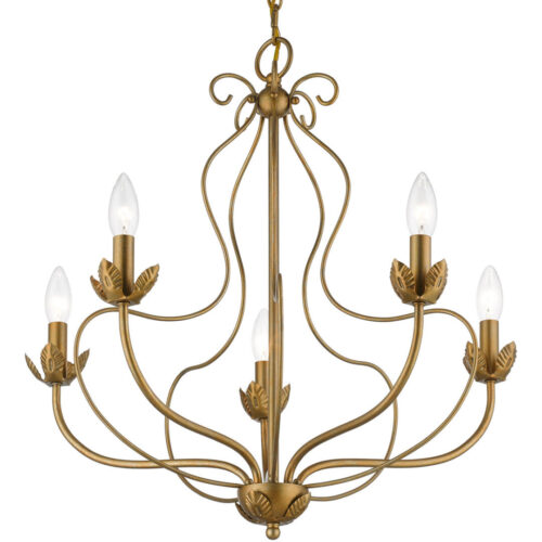 42905-48 5 Light Antique Gold Leaf Chandelier-Lighting LumensChandeliers