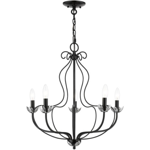 42905-68 5 Light Shiny Black Chandelier-Lighting LumensChandeliers