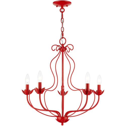 42905-72 5 Light Shiny Red Chandelier-Lighting LumensChandeliers