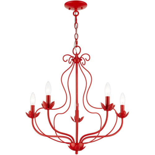 42905-72 5 Light Shiny Red Chandelier-Lighting LumensChandeliers