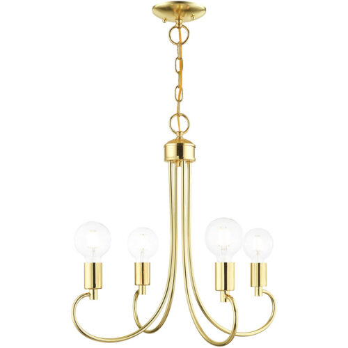 4 Light Polished Brass Chandelier with Steel base material-Lighting LumensChandeliers