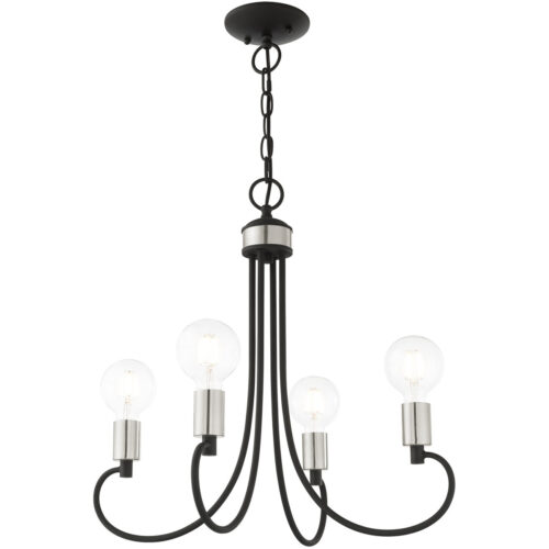 4 Light Black Chandelier with Steel base material-Lighting LumensChandeliers