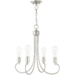 4 Light Brushed Nickel Chandelier with Steel base material-Lighting LumensChandeliers