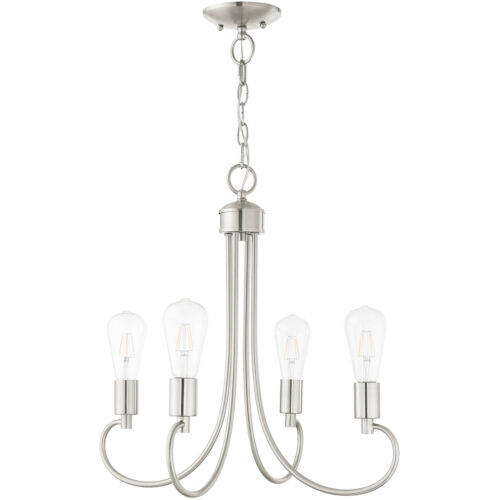 4 Light Brushed Nickel Chandelier with Steel base material-Lighting LumensChandeliers