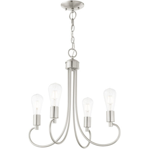 4 Light Brushed Nickel Chandelier with Steel base material-Lighting LumensChandeliers