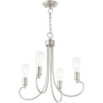 4 Light Brushed Nickel Chandelier with Steel base material-Lighting LumensChandeliers