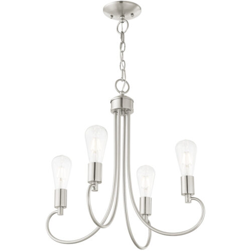 4 Light Brushed Nickel Chandelier with Steel base material-Lighting LumensChandeliers