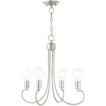 4 Light Brushed Nickel Chandelier with Steel base material-Lighting LumensChandeliers