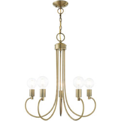 5 Light Antique Brass Chandelier with Steel base material-Lighting LumensChandeliers