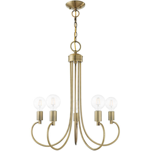 5 Light Antique Brass Chandelier with Steel base material-Lighting LumensChandeliers