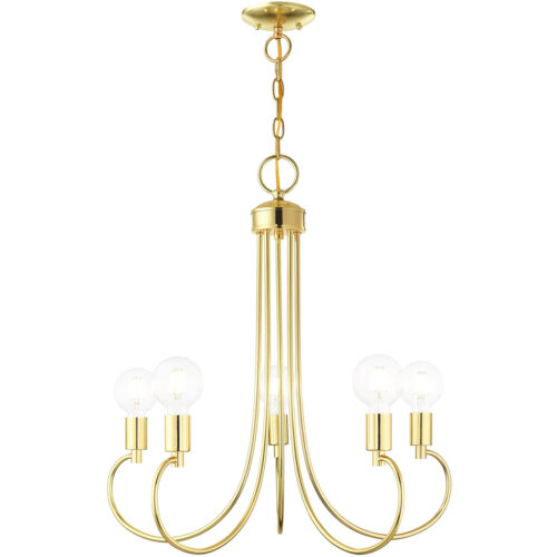 5 Light Polished Brass Chandelier with Steel base material-Lighting LumensChandeliers