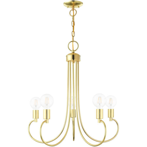 5 Light Polished Brass Chandelier with Steel base material-Lighting LumensChandeliers