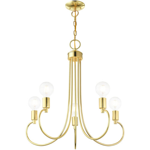 5 Light Polished Brass Chandelier with Steel base material-Lighting LumensChandeliers