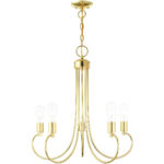 5 Light Polished Brass Chandelier with Steel base material-Lighting LumensChandeliers