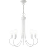 5 Light White Chandelier with Steel base material-Lighting LumensChandeliers