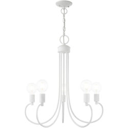 5 Light White Chandelier with Steel base material-Lighting LumensChandeliers