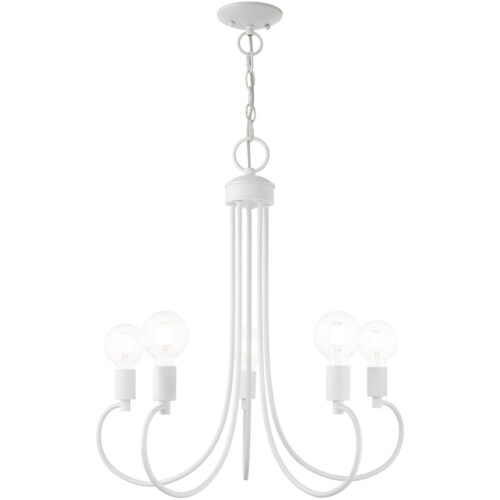 5 Light White Chandelier with Steel base material-Lighting LumensChandeliers