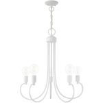 5 Light White Chandelier with Steel base material-Lighting LumensChandeliers