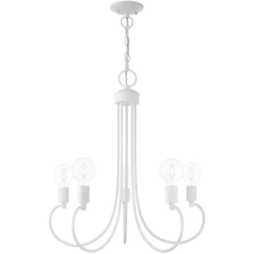 5 Light White Chandelier with Steel base material-Lighting LumensChandeliers