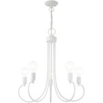 5 Light White Chandelier with Steel base material-Lighting LumensChandeliers