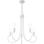 5 Light White Chandelier with Steel base material-Lighting LumensChandeliers