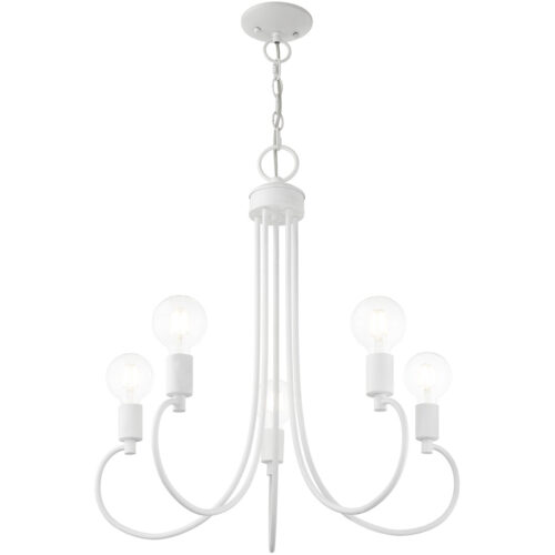 5 Light White Chandelier with Steel base material-Lighting LumensChandeliers