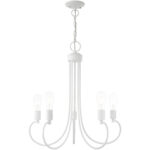 5 Light White Chandelier with Steel base material-Lighting LumensChandeliers