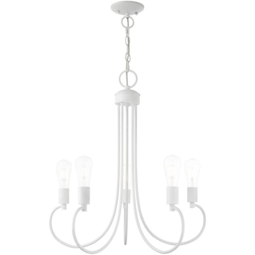 5 Light White Chandelier with Steel base material-Lighting LumensChandeliers