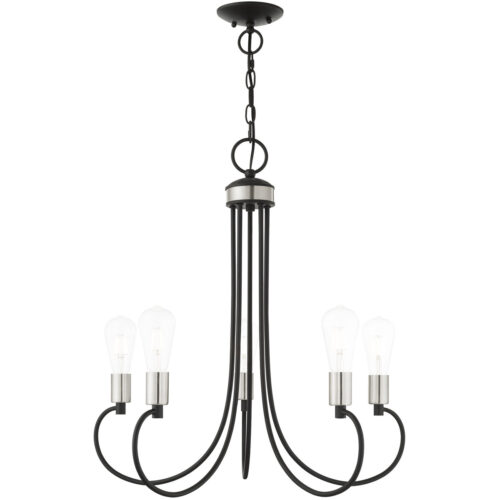 5 Light Black Chandelier with Steel base material-Lighting LumensChandeliers