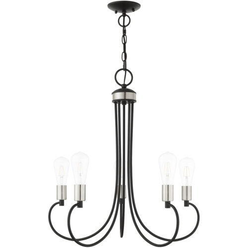 5 Light Black Chandelier with Steel base material-Lighting LumensChandeliers