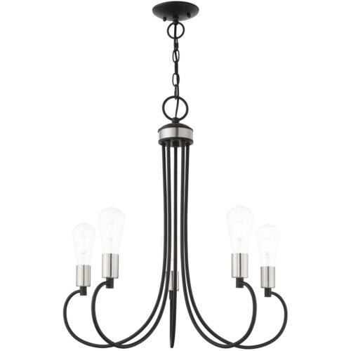 5 Light Black Chandelier with Steel base material-Lighting LumensChandeliers